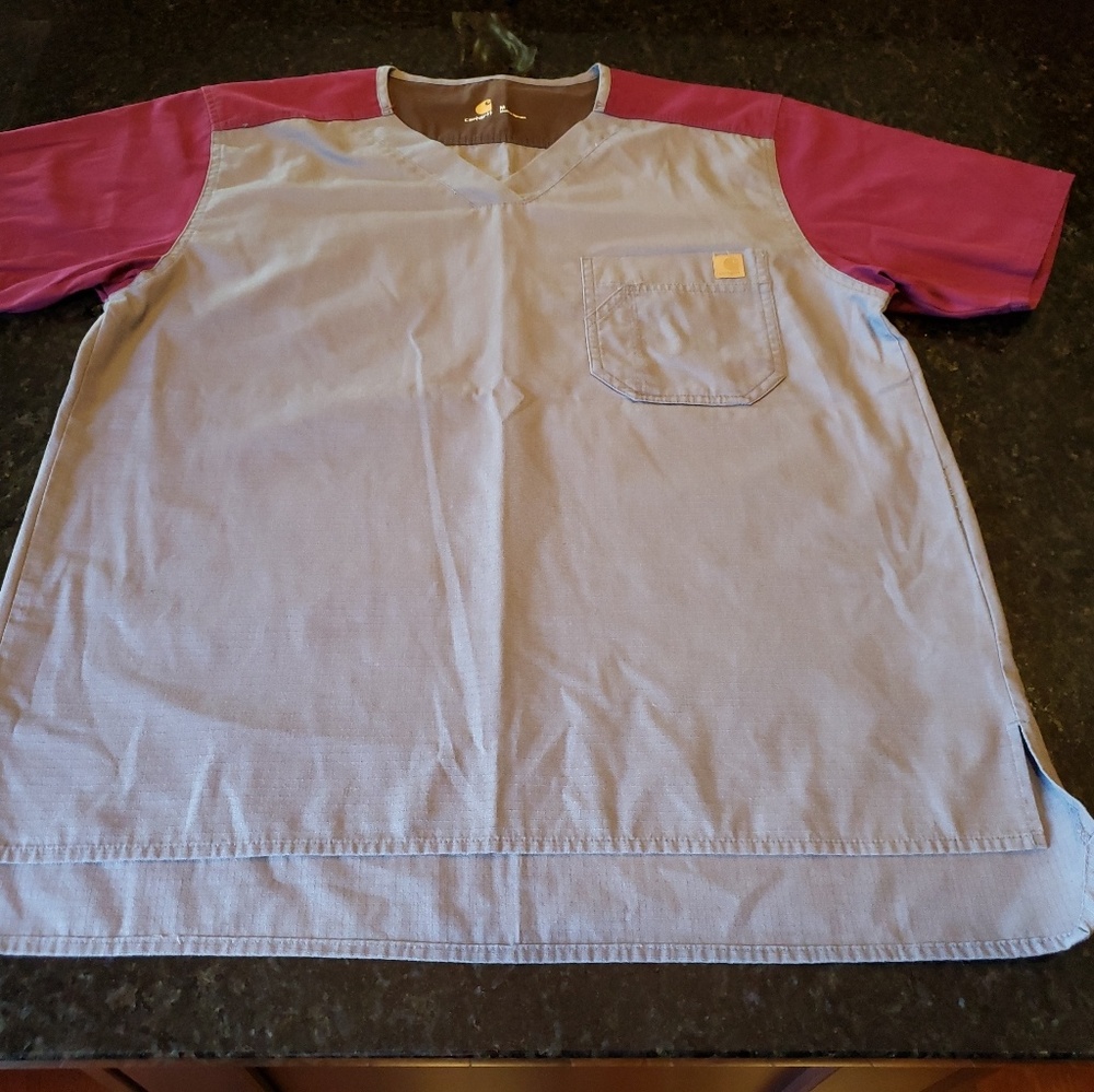 Carhartt Mens Scrub Top Size Medium Gray